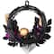 22" Skull with Hands & Purple Roses Halloween Twig Wreath